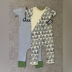 Rags to Raches 2T Romper Bundle- Gray One New W/O Tag, Rainbow One New With Tag